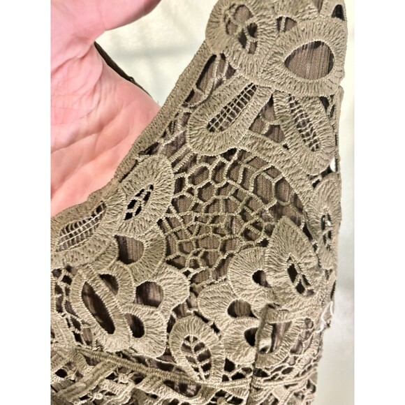 NWT C&V Chelsea & Violet Ruffle Olive Green Lined Dress Size-S - Picture 5 of 16